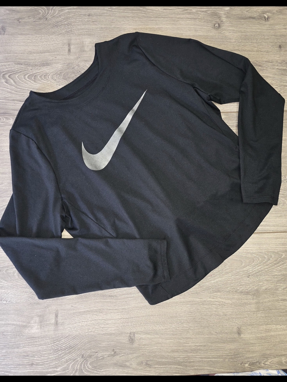 Nike Dri-fit Workout Athletic Long Sleeve Top Size Large Crop Back
